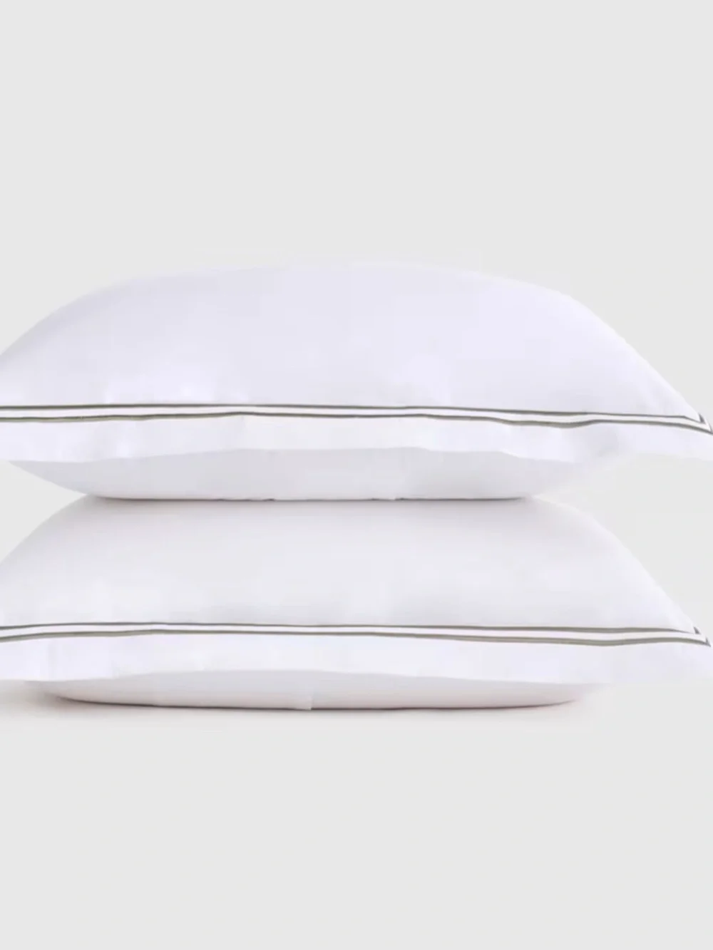 Organic Crisp Percale Embellished Sham Set white dusty olive standard queen